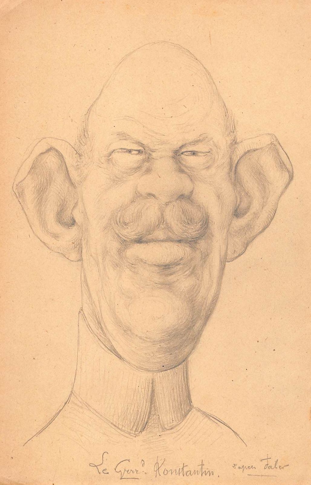 Original Drawing Portrait Caricature Constantine I (King Of The Hellenes) Early Twentieth photo furniture