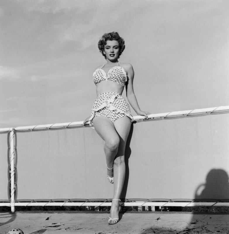 'Beach Belle' Marilyn Monroe Circa 1951 Silver Gelatin Print Framed In Black photo furniture