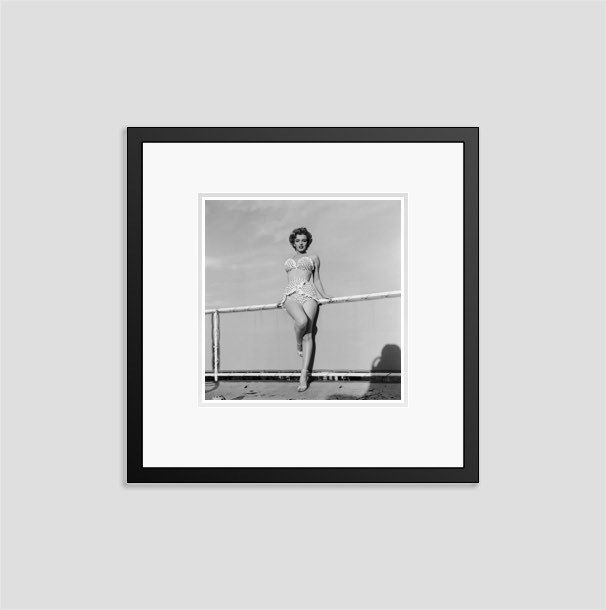 'Beach Belle' Marilyn Monroe Circa 1951 Silver Gelatin Print Framed In Black
