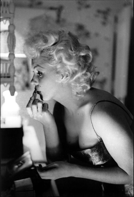 'Marilyn Getting Ready To Go Out' Marilyn Monroe 1955 Oversize Silver Gelatin Print Framed In White photo furniture