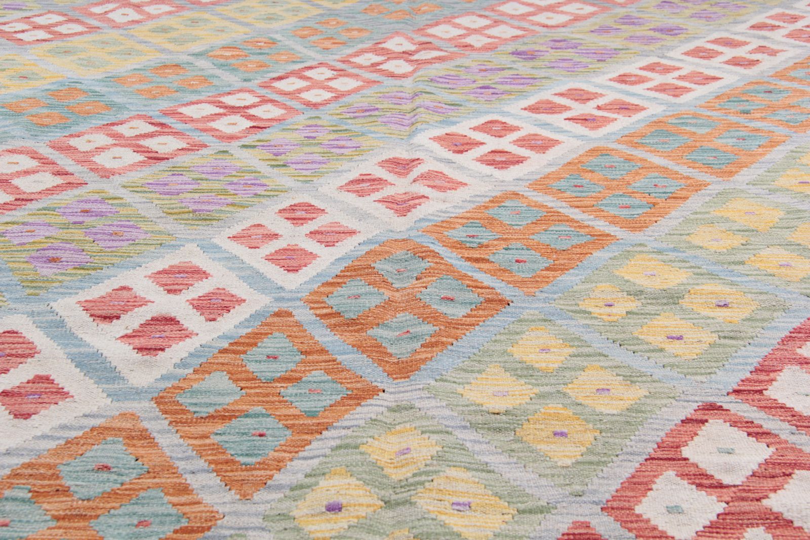 Handmade Carpet Wool Kilim Rug, Traditional Geometric Striped Kilims  202x296cm photo 890.0