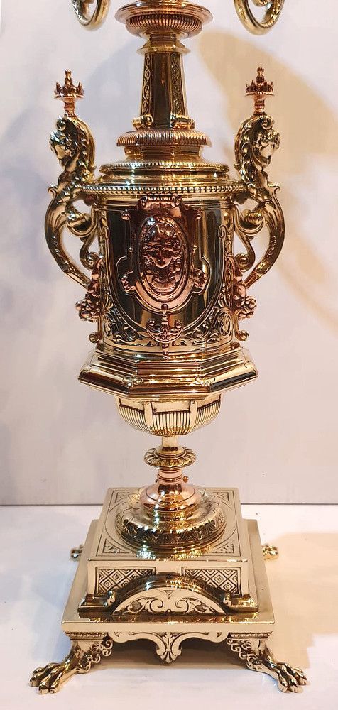 Pair Of Fully Restored 19th Century Brass And Bronze Candleabra photo Home Decor