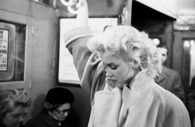 'Marilyn In Grand Central Station' Marilyn Monroe 1955 Silver Gelatin Print Framed In Black photo furniture