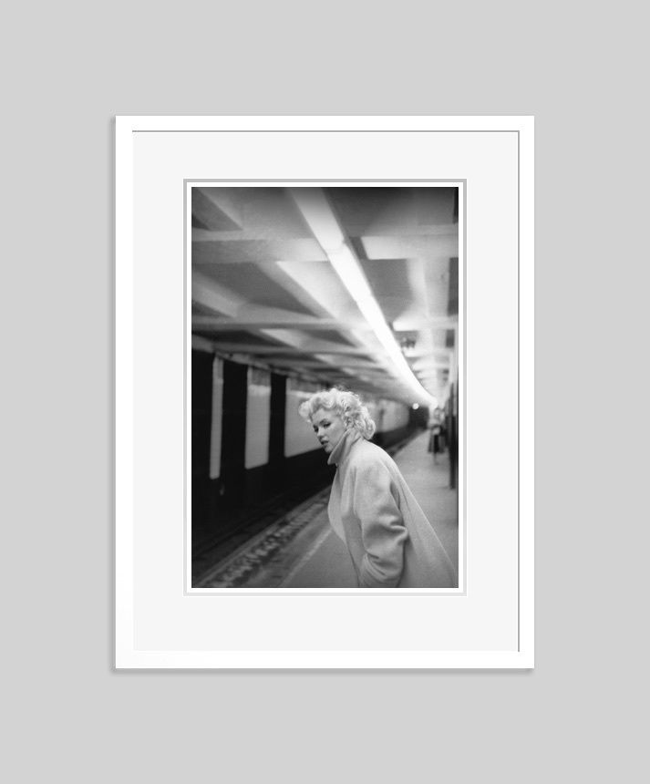 'Marilyn In Grand Central Station' Marilyn Monroe 1955 Oversize Silver Gelatin Print Framed In White