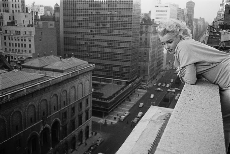 'Marilyn On The Roof' 1955 Oversize Silver Gelatin Print Framed In White photo furniture