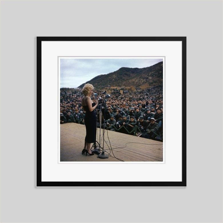 'Marilyn Monroe Entertaining Troops' 1954 C Type Print Framed In Black