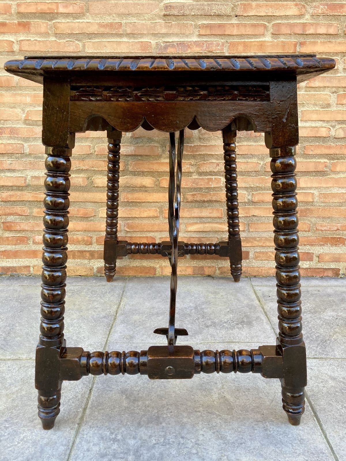 Early 20th Century Antique Castilian Walnut Table With Solomonic Turn Legs photo 2688.0