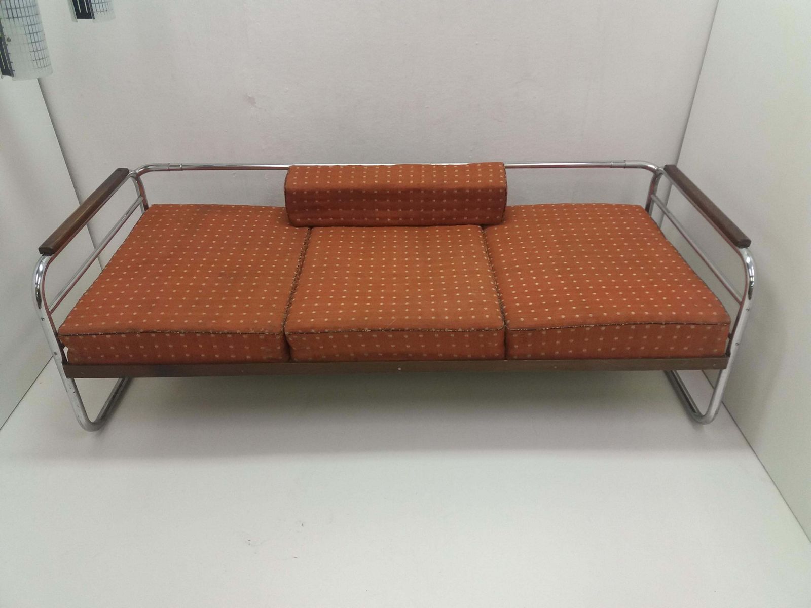 Chrome Bauhaus Robert Slezák 3 Seather Sofa, 1940s