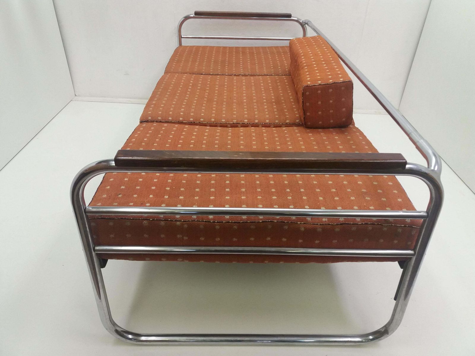 Chrome Bauhaus Robert Slezák 3 Seather Sofa, 1940s photo vinterior