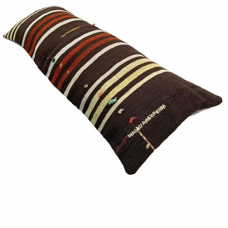 Bedding Kilim Pillow, Oversize Cushion Cover, Long Bolster Kilim Pillow Cover, King Pillow Shams Long Pillows For Bed photo furniture
