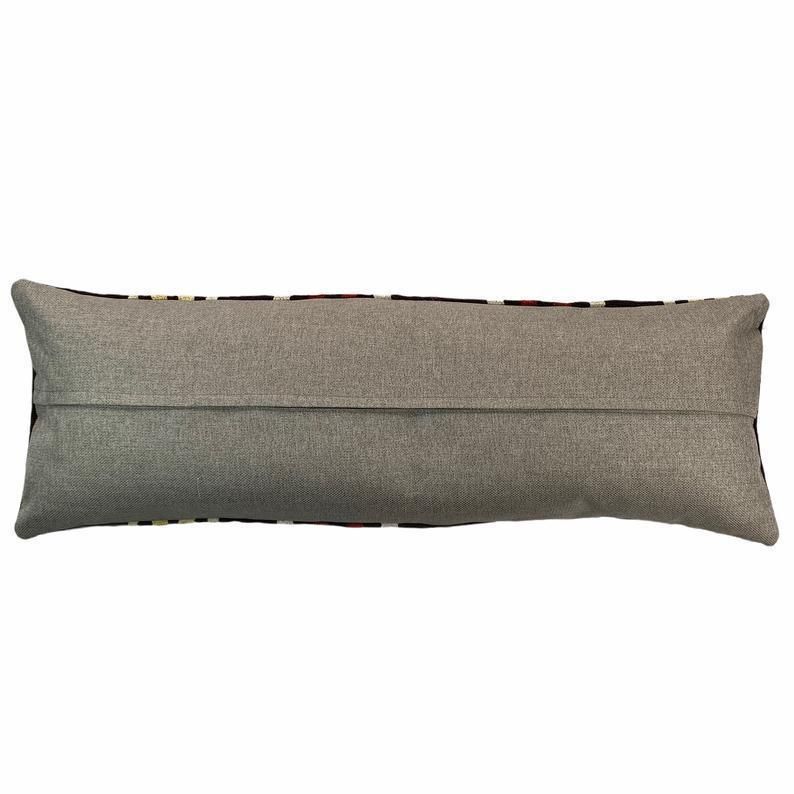 Bedding Kilim Pillow, Oversize Cushion Cover, Long Bolster Kilim Pillow Cover, King Pillow Shams Long Pillows For Bed photo for sale