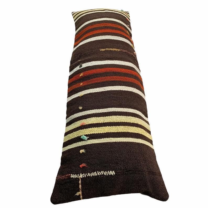 Bedding Kilim Pillow, Oversize Cushion Cover, Long Bolster Kilim Pillow Cover, King Pillow Shams Long Pillows For Bed photo Textiles