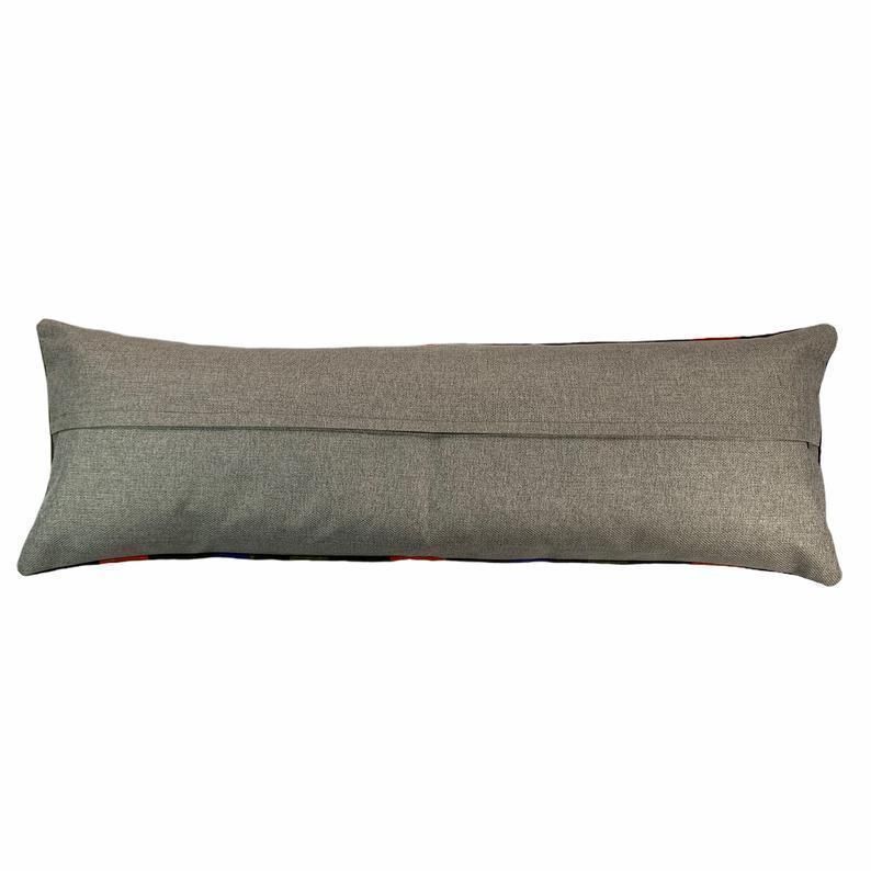 Bedding Kilim Pillow, Oversize Cushion Cover, Long Bolster Kilim Pillow Cover, King Pillow Shams Long Pillows For Bed photo Textiles