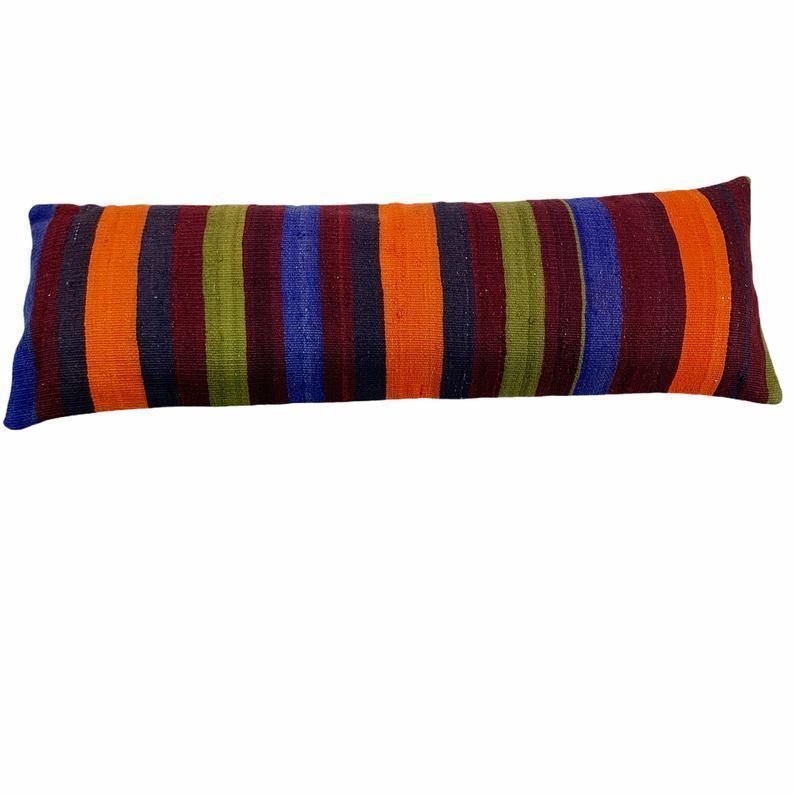 photo for sale Bedding Kilim Pillow, Oversize Cushion Cover, Long Bolster Kilim Pillow Cover, King Pillow Shams Long Pillows For Bed