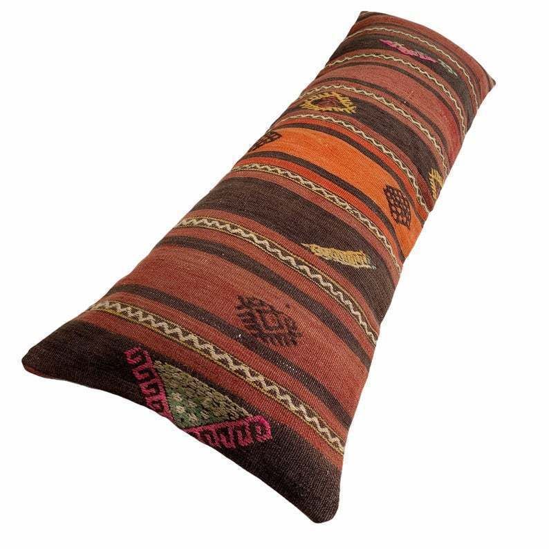 Edding Kilim Pillow, Oversize Cushion Cover, Long Bolster Kilim Pillow Cover, King Pillow Shams Long Pillows For Bed photo furniture