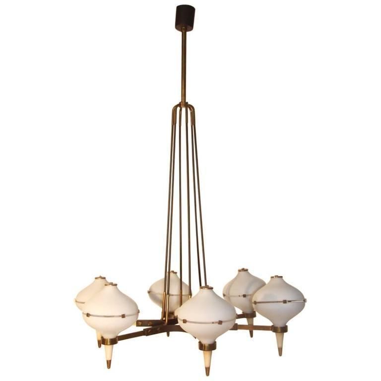 Stilnovo Design Mid Century Chandelier, Italian, 1950s