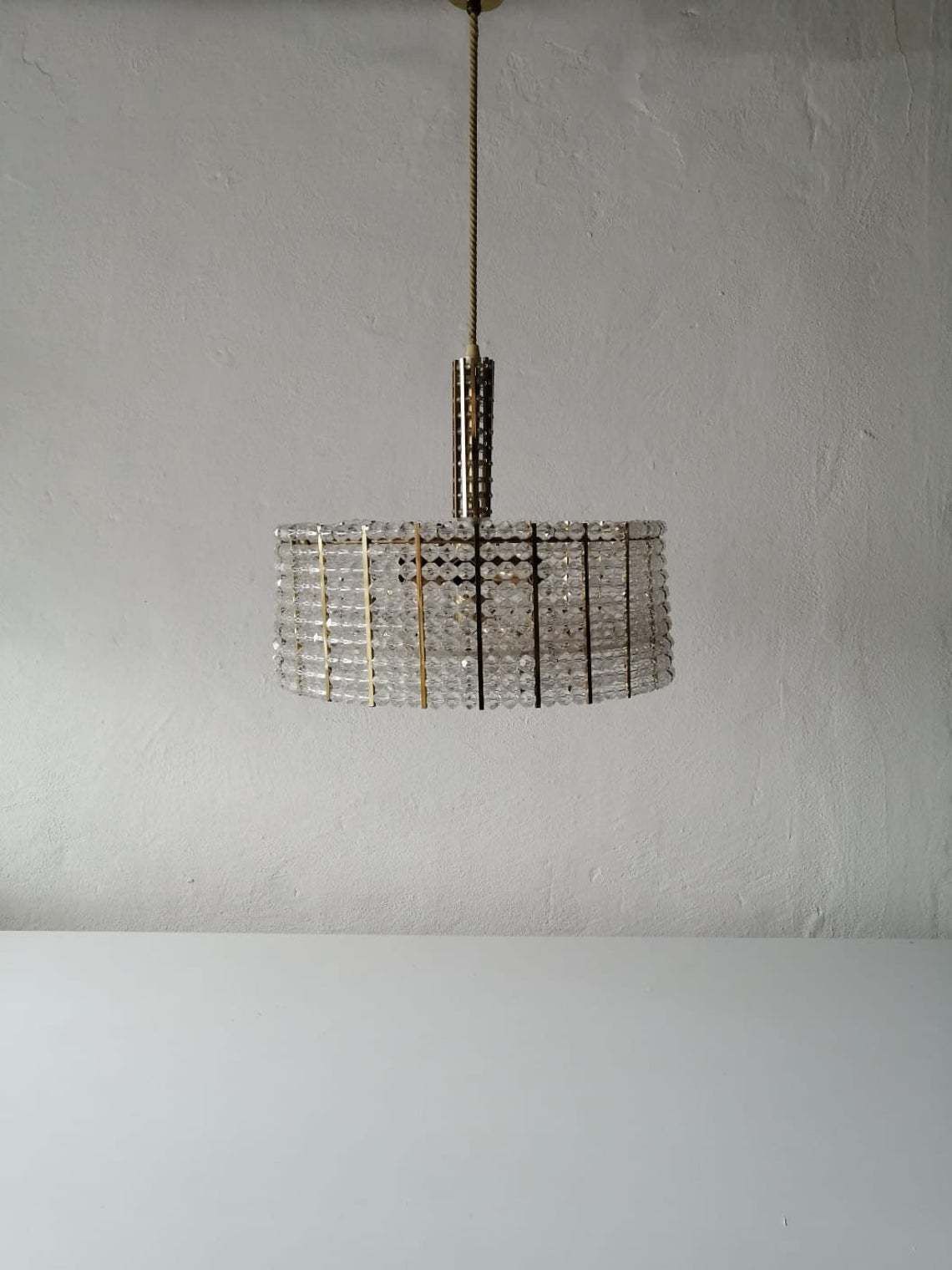 photo furniture Gorgeous Brass Body & Plexiglass Beads Luxurious 3 Layer Chandelier By Emil Stejnar For Rupert Nikoll   1950s Austria