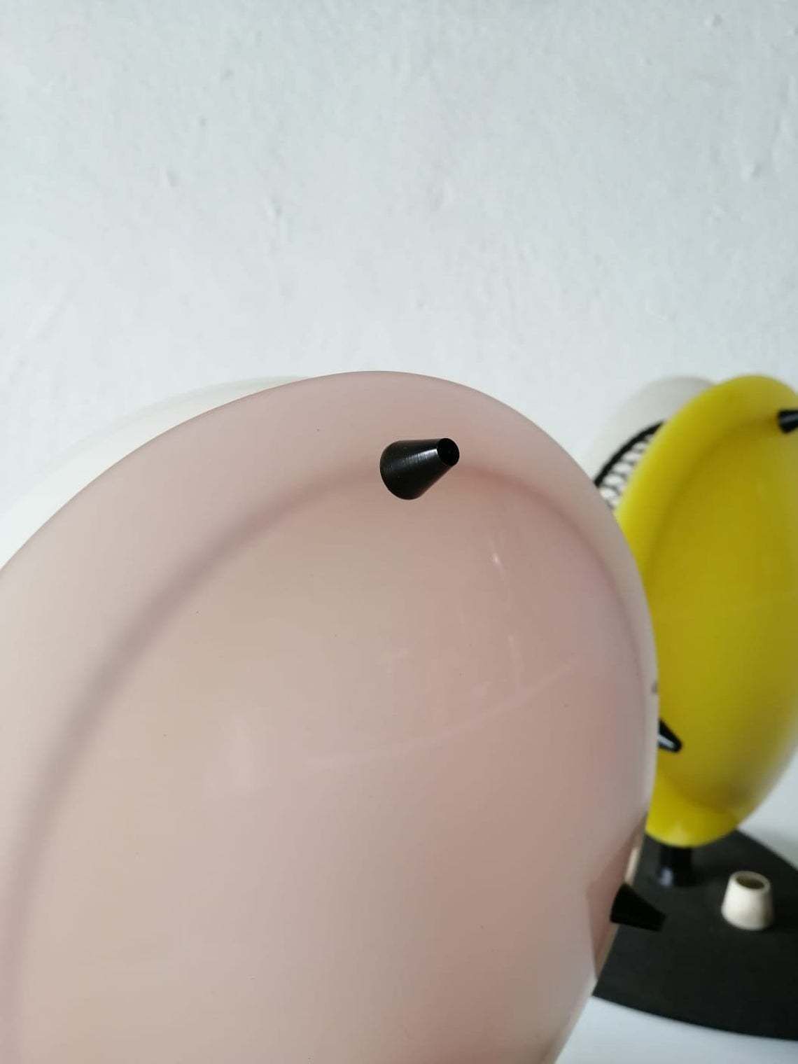 photo furniture Beautiful Pink/Yellow And White Plexiglass Italian Pair Of Table Lamps, 1950s Italy