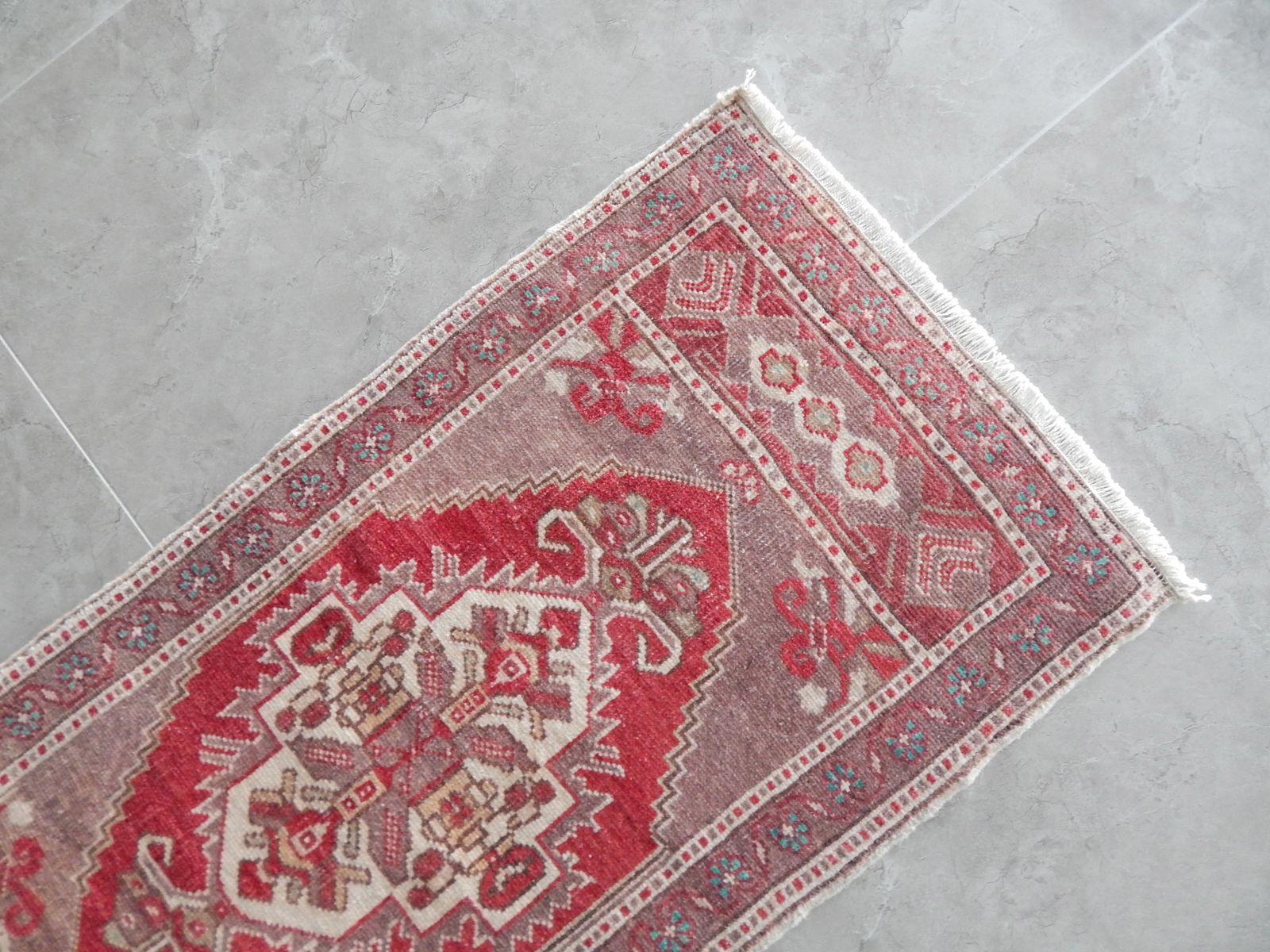 Hand Knotted Door Mat, Entryway Rug, Bath Mat, Kitchen Decor, Small Rug, Turkish Rug 52 X 105 Cm photo for sale