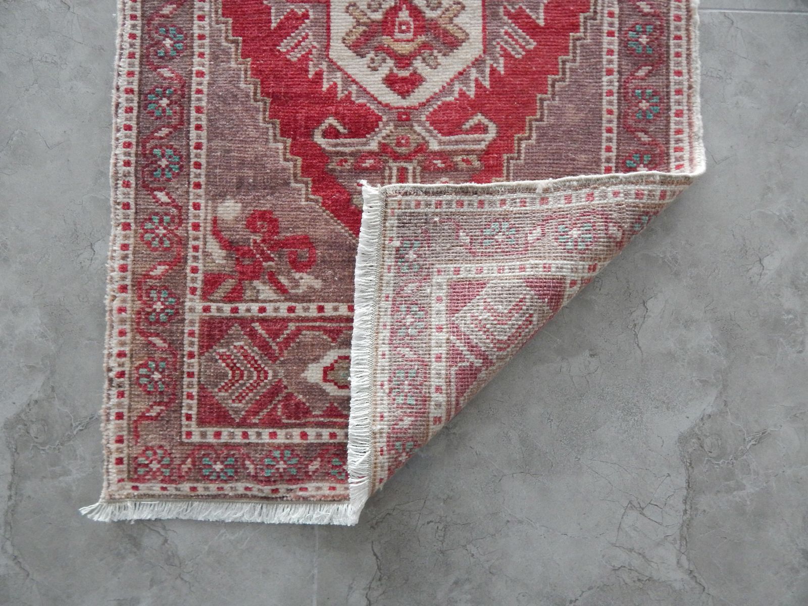 Hand Knotted Door Mat, Entryway Rug, Bath Mat, Kitchen Decor, Small Rug, Turkish Rug 52 X 105 Cm photo vinterior