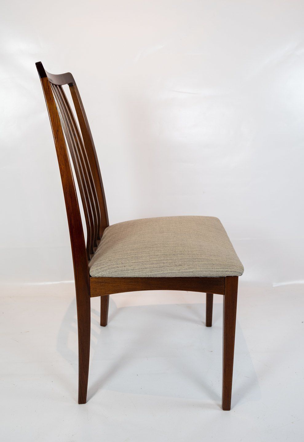 Set Of Six Dining Chairs In Rosewood Upholstered With Light Wool Fabric Of Danish Design From The 1960s. photo for sale