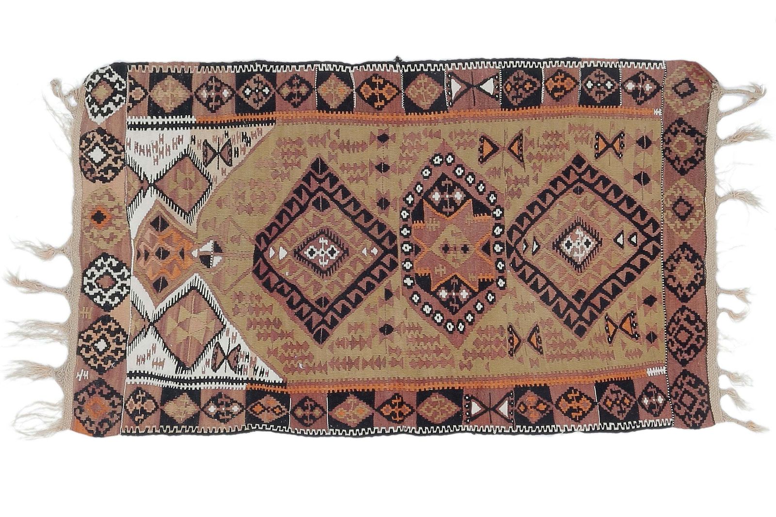 Turkish Oushak Rug, Door Mat Small Carpet, Handmade Wool Flatweave Orange Mini, Made In Anatolia photo furniture