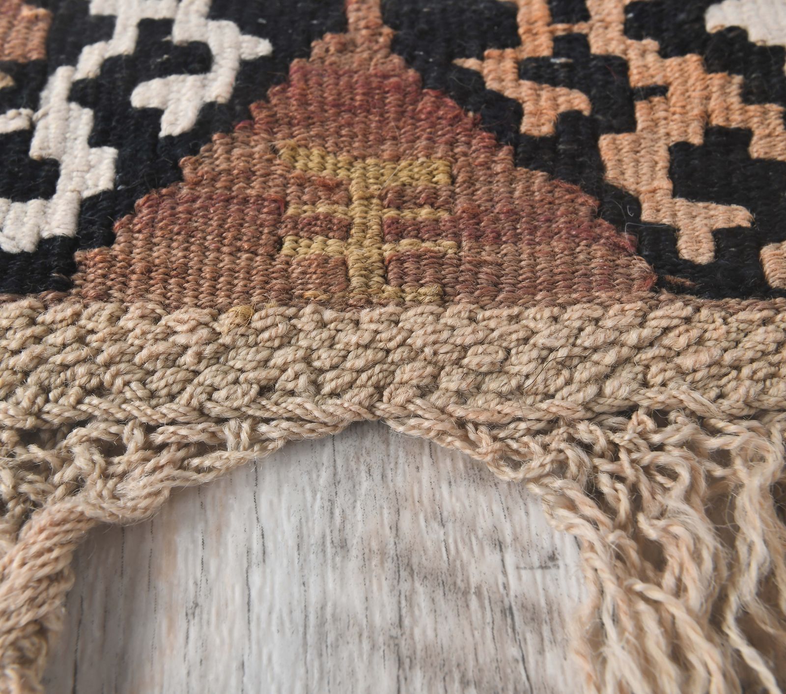 Turkish Oushak Rug, Door Mat Small Carpet, Handmade Wool Flatweave Orange Mini, Made In Anatolia photo 136.0