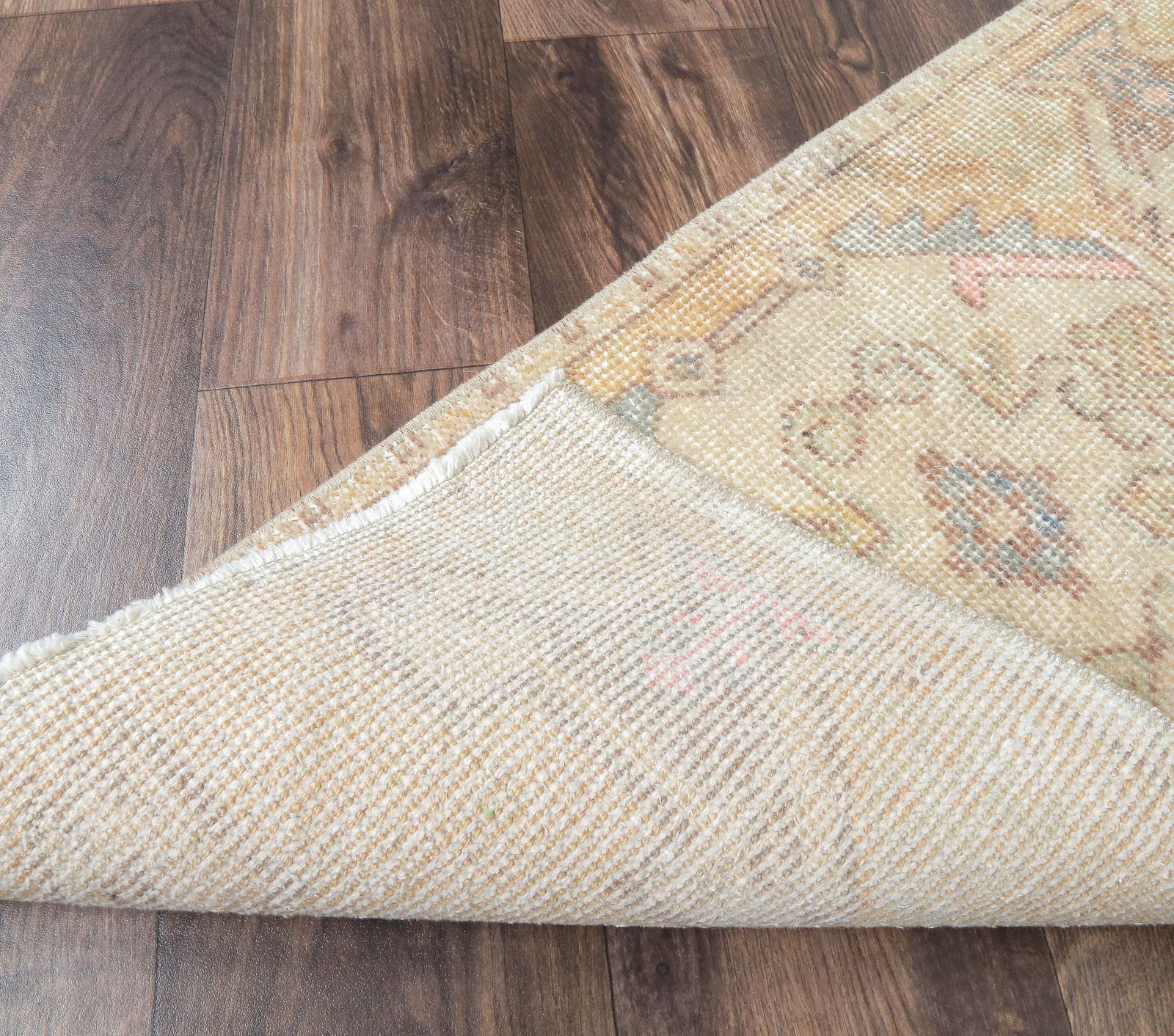 Turkish Oushak Rug, Door Mat Small Carpet, Handmade Wool Oriental Orange Doormat, Made In Anatolia photo vinterior