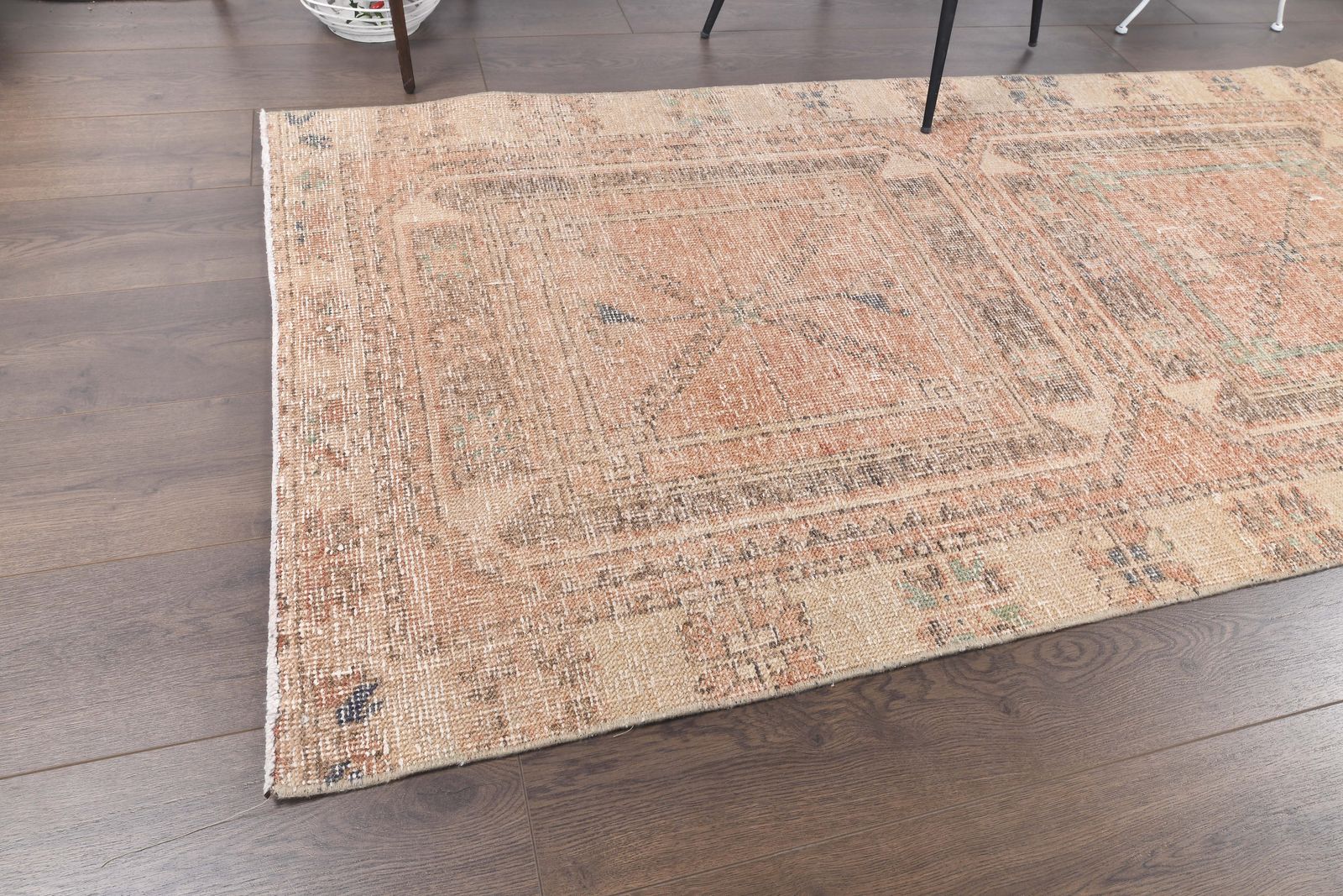 Turkish Oushak Runner, Handmade Wool Carpet, Geometric Hallway Rug, Farmhouse Decor, Turkey Anatolian Rugs, Boho photo Textiles
