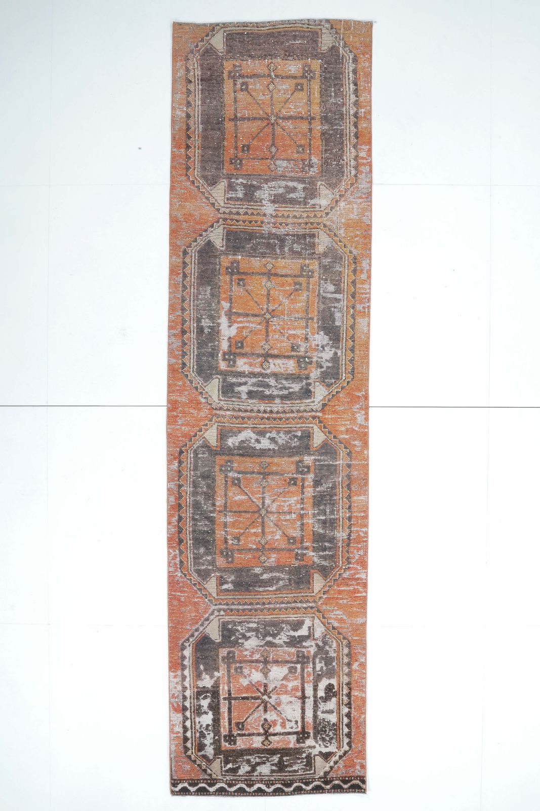 Turkish Runner, Oushak Handmade Wool Rug, Burnt Orange Geometric Hallway Rugs, Anatolia Farmhouse Decor One Of A Kind, Ethnic photo furniture