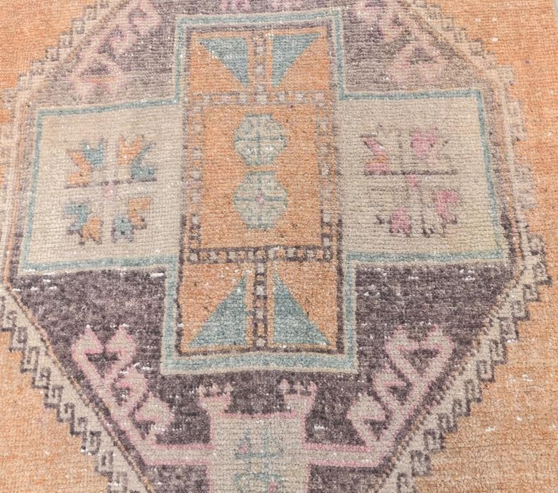 3x14 Vintage Turkish Oushak Runner, Handmade Wool Carpet, Kitchen Hallway Rug, Farmhouse Decor, One Of A Kind, Anatolian Orange Carpet photo buy