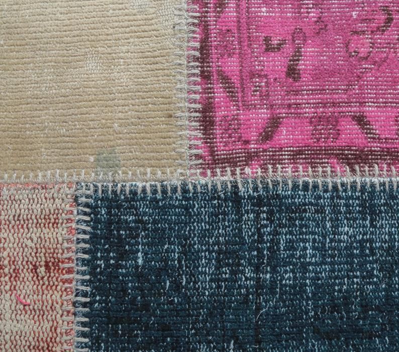 Patchwork Turkish Vintage Rug, Oushak Handmade Wool Rug, Custom Office Living Room Rugs, Farmhouse Decor, One Of A Kind, Anatolia photo 385.0