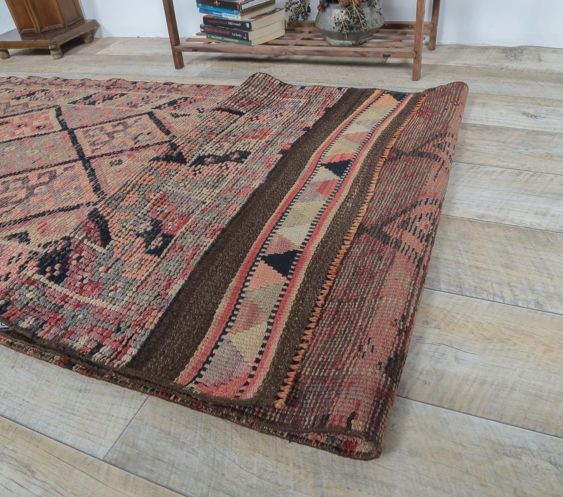 3x13 Hand Knotted Vintage Turkish Oushak Runner, Wool, Reddish Hallway Rug, One Of A Kind, Anatolian, Boho Decor, Shabby Chic photo buy
