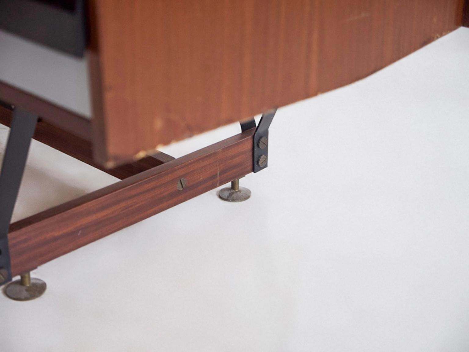 Wooden Writing Desk With Metal Structure, Italy, 1960s photo vintage
