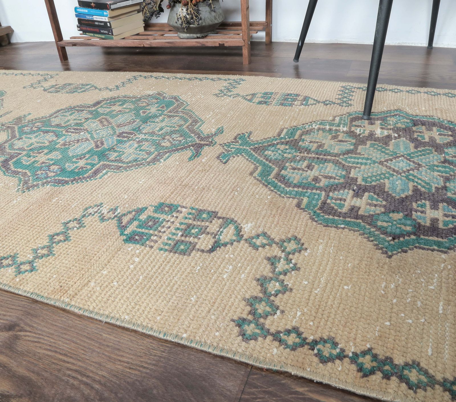 Authentic Vintage Turkish Runner, Oushak Handmade Wool Hallway Rug, Bronze & Green Rustic Farmhouse Decor, One Of A Kind, Anatolia photo 369.0