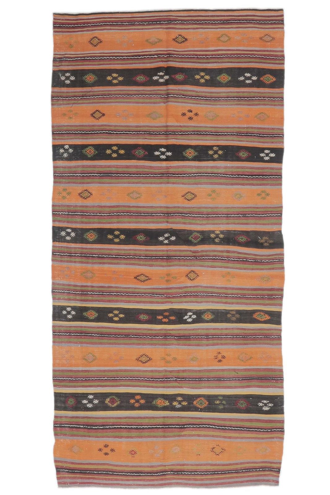 5x10 Vintage Turkish Kilim Area Rug, Orange Oushak Handmade Wool Flatweave Rugs, Farmhouse Decor, One Of A Kind, Bohemian, Made In Sivas photo furniture