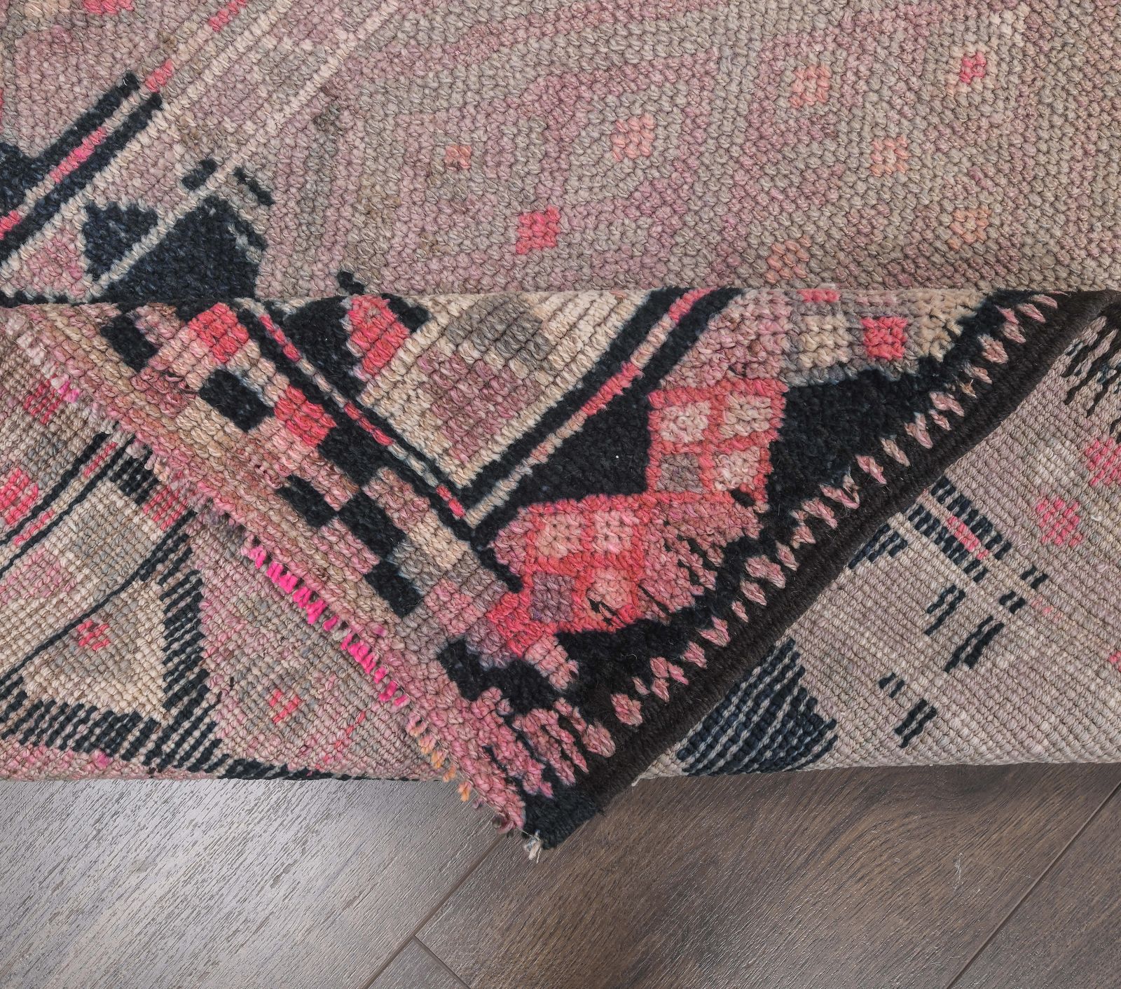 Turkish Carpet, Oushak Handmade Wool Rug, Pink Color Hallway Rugs, Farmhouse Decor, One Of A Kind, Anatolian Rug, Shabby Chic photo 360.0