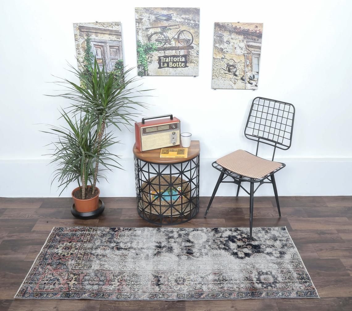 2x6 Turkish Vintage Runner, Oushak Handmade Wool Half Rug, Oriental Distressed Hallway Rugs, Farmhouse Decor, One Of A Kind, Anatolian photo for sale
