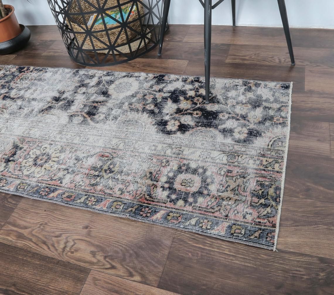 2x6 Turkish Vintage Runner, Oushak Handmade Wool Half Rug, Oriental Distressed Hallway Rugs, Farmhouse Decor, One Of A Kind, Anatolian photo Textiles