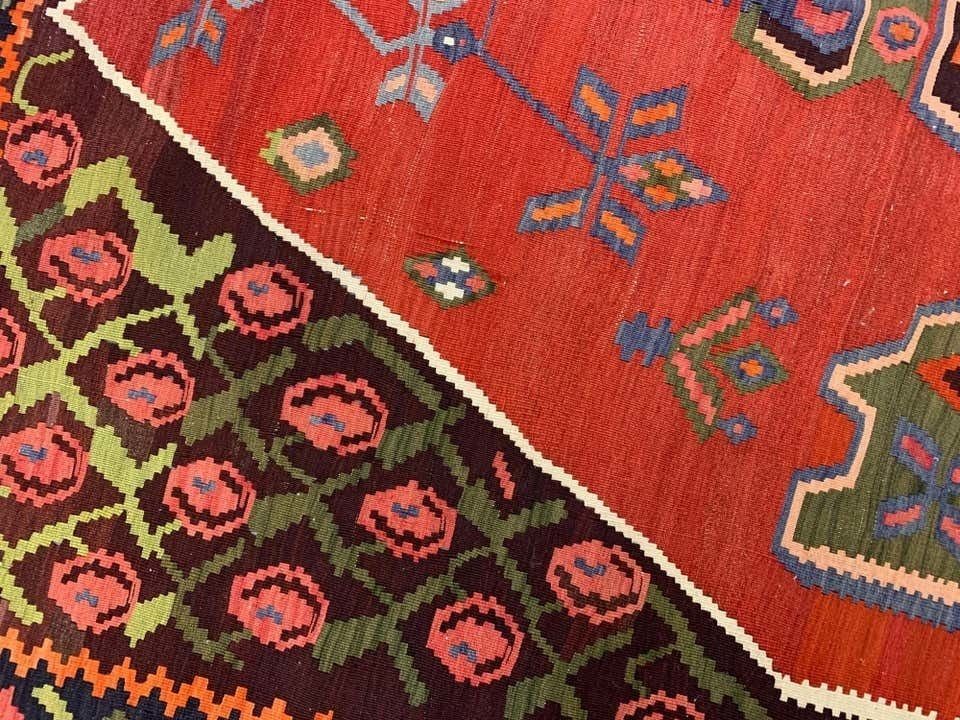 Antique Rugs Caucasian Karabagh Kilim Rug, Handmade Carpet Wool Geometric Kilims 147x248cm photo Textiles