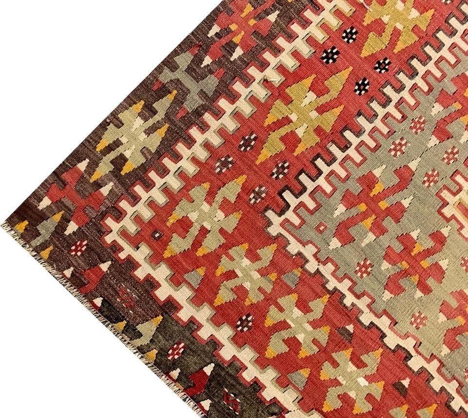 Rare Handmade Flatwoven Turkish Kilim Rug, Oriental Wool Rug  160x200cm photo Textiles