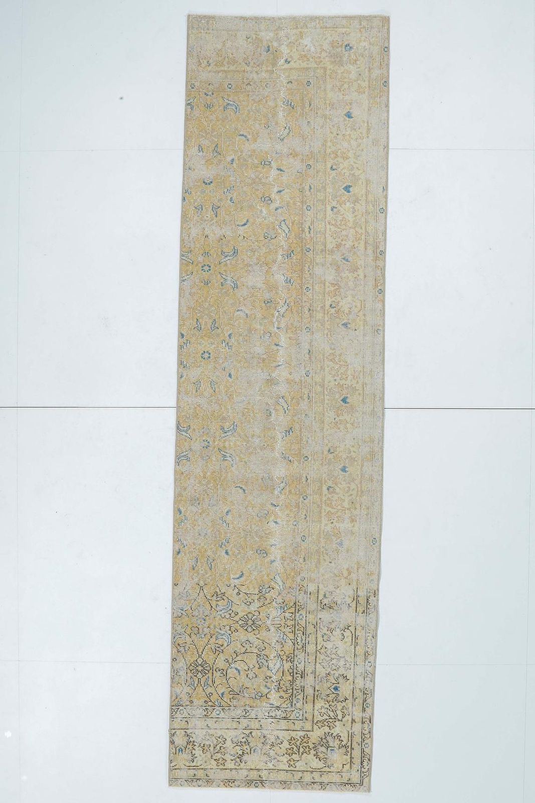 3x10 Antique Turkish Runner, Oushak Handmade Wool Rug, Faded Floral Hallway Rugs, Farmhouse Decor One Of A Kind, Made In Anatolia photo furniture