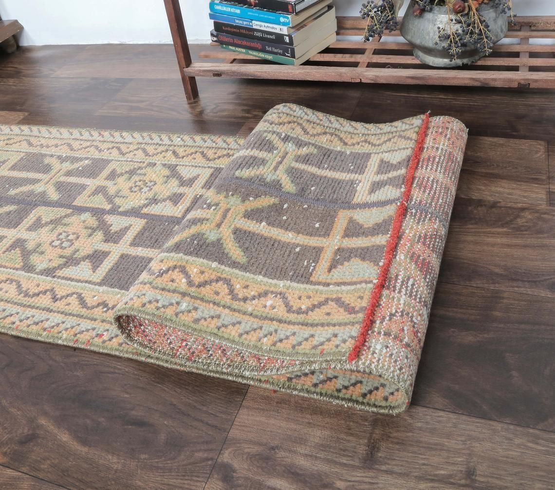 2x10 Narrow Vintage Turkish Oushak Narrow Runner, Handmade Wool Carpet, Kitchen Hallway Rug, One Of A Kind, Anatolian, Boho Decor photo buy