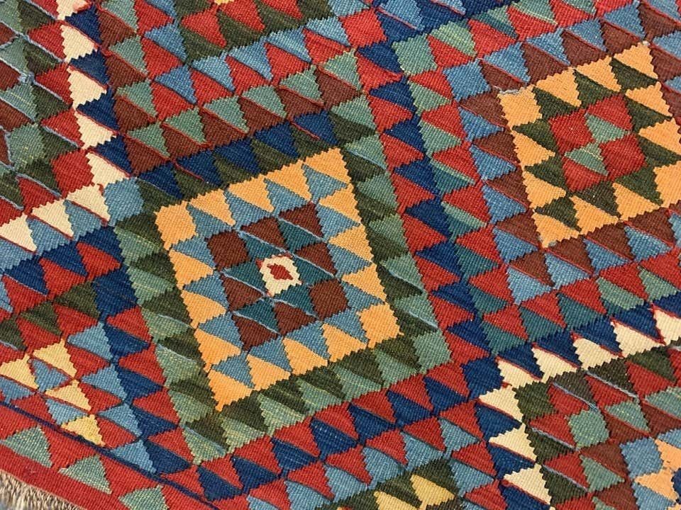 Antique Handmade Caucasian Kilim Rug, Traditional Wool Oriental Rug  153x340cm photo 5900.0