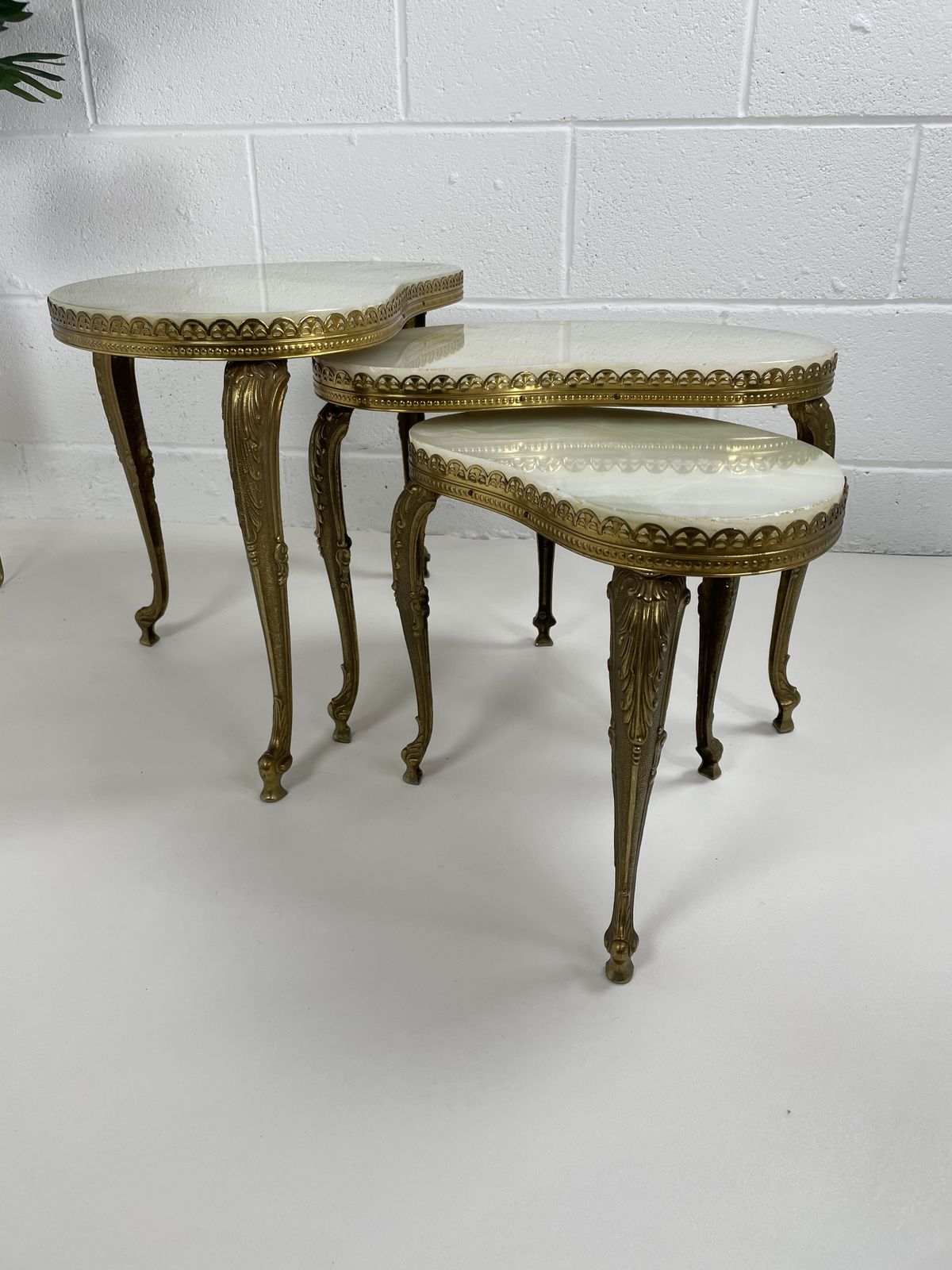1125.0 Hollywood Regency Onyx & Gilt Metal Italian Nest Of Tables photo