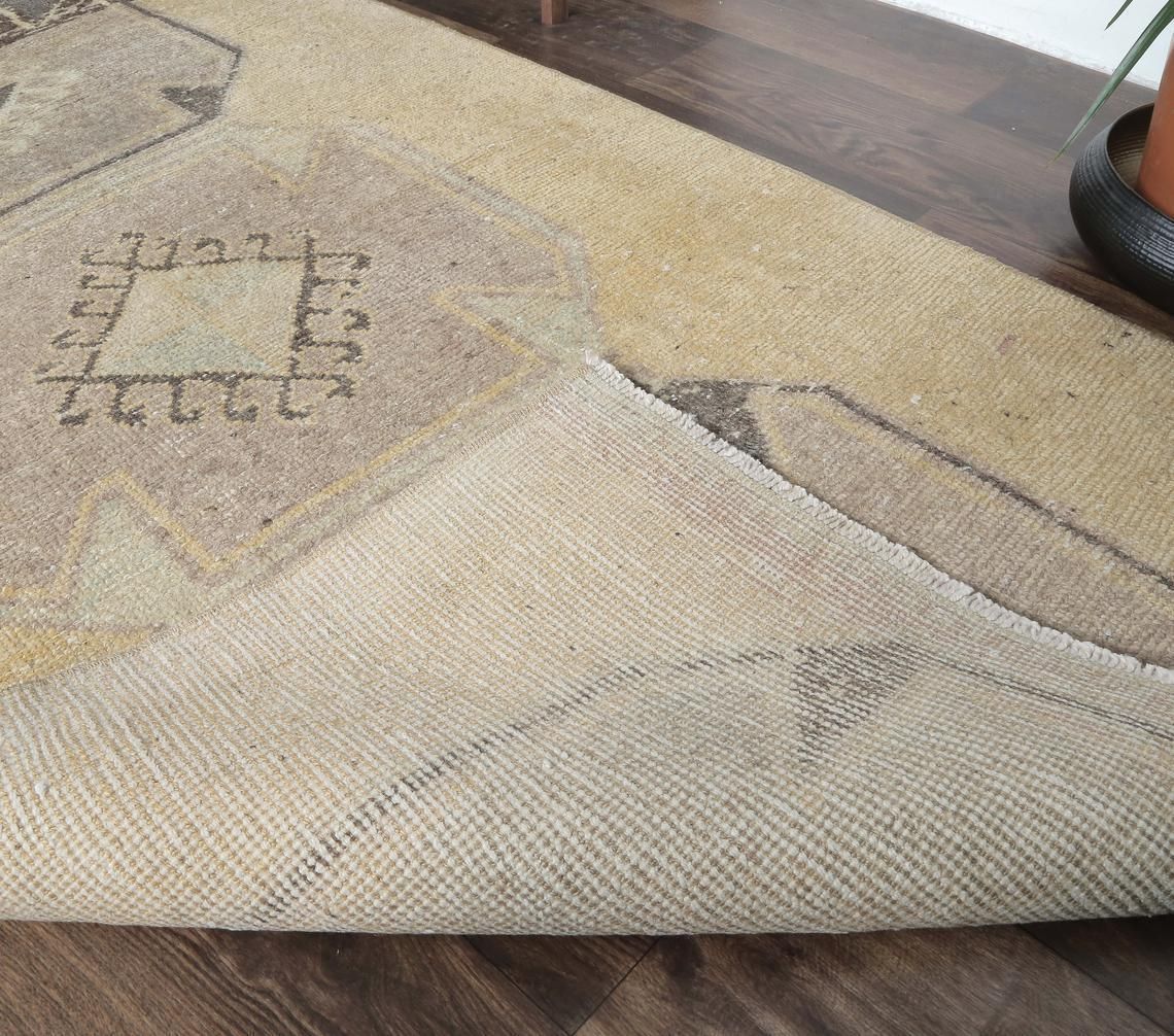 3x10 Turkish Neutral Vintage Runner, Oushak Handmade Wool Rug, Tan Hallway Rugs, Farmhouse Decor, One Of A Kind, Made In Anatolia photo vinterior