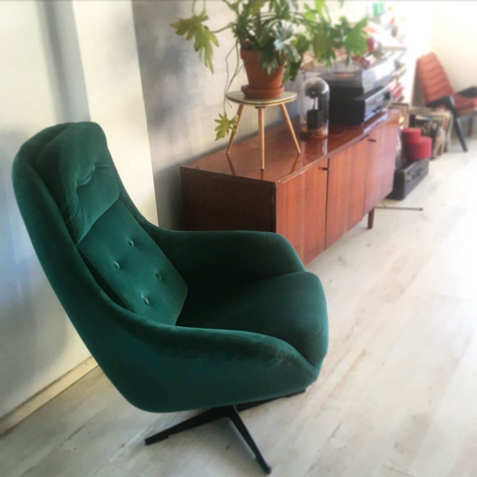 Original And Very Comfortable Polish Vintage Swivel Chair Wega From 70s In Velvet photo furniture