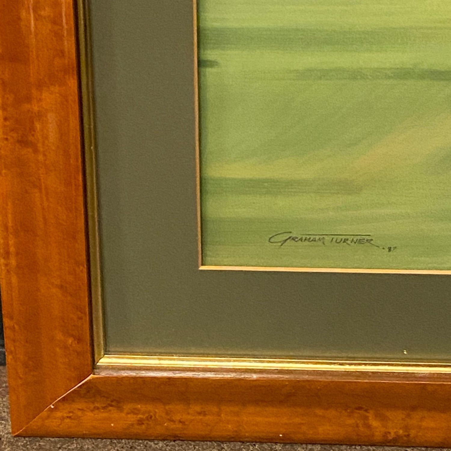 Graham Turner:  Oil On Canvas Of A Jockey And Racehorse In Action photo Art