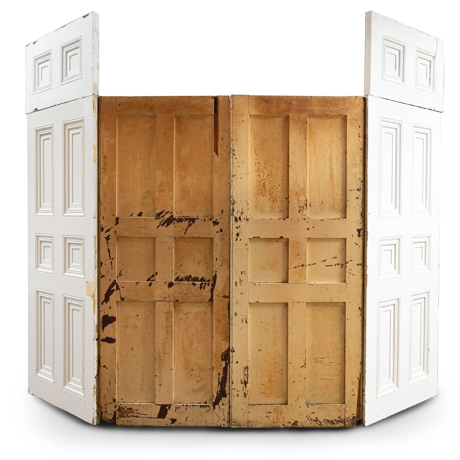 Antique Victorian Pine Bay Window Shutters With Panelling
