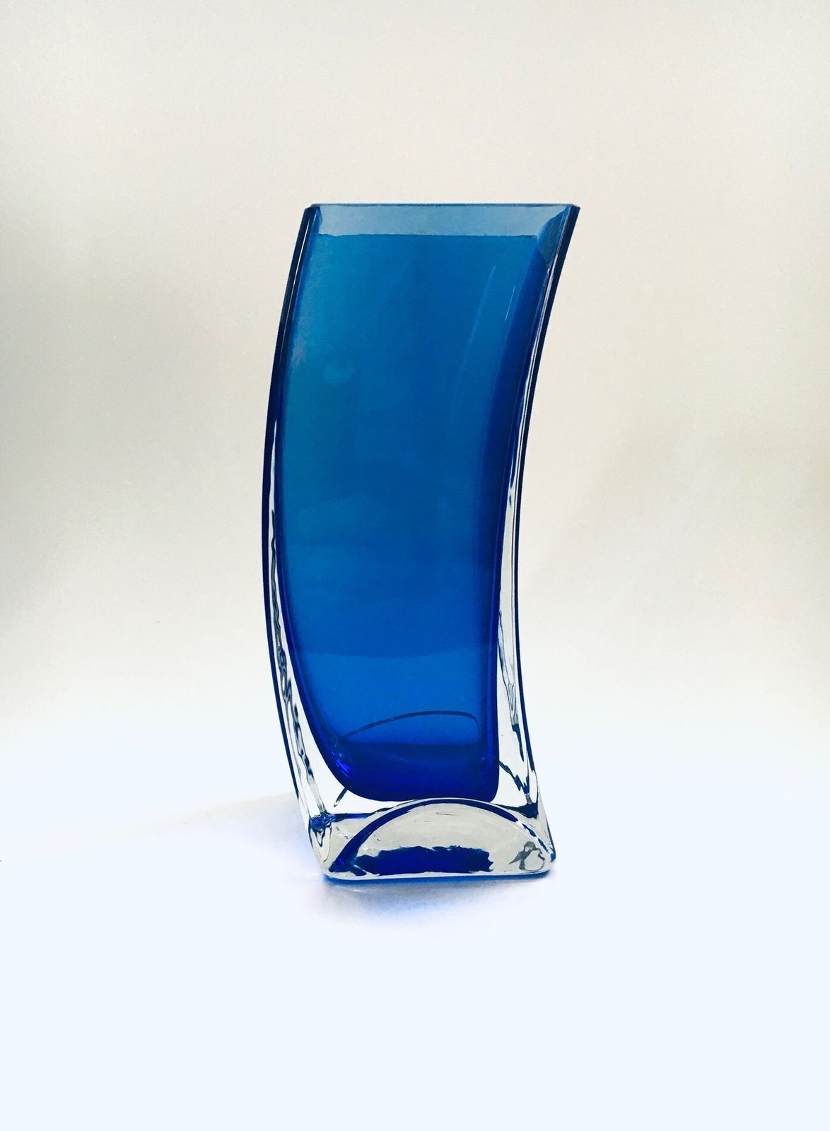 Postmodern Design Blue Art Glass Vase By Krosno, Poland 1980s photo furniture